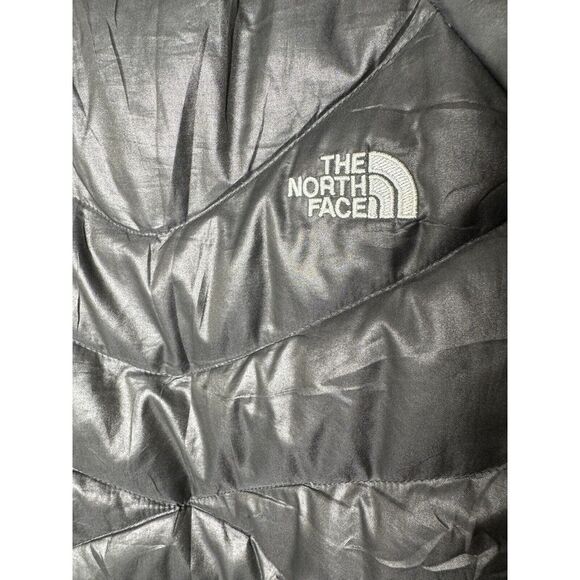 North Face 550 Goose Down puffer jacket womens medium Shiny Black Quilted Warm - Picture 6 of 7